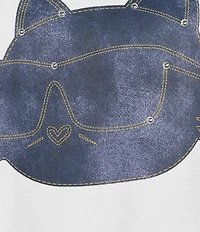 KARL LAGERFELD PARIS Knit Denim Choupette Cat Crew Neck Short Sleeve Tee