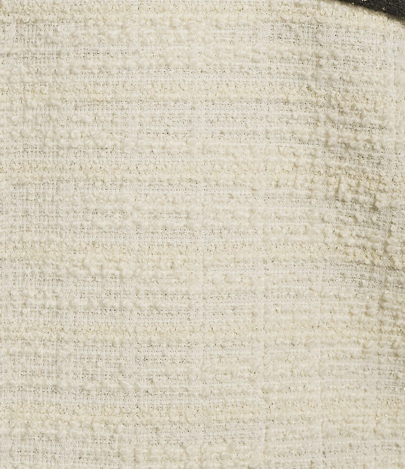 KARL LAGERFELD PARIS Knit Lurex Tweed Point Collar Short Sleeve Top