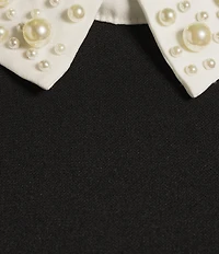 KARL LAGERFELD PARIS Knit Matte Jersey Pearl Collar Sleeveless Top