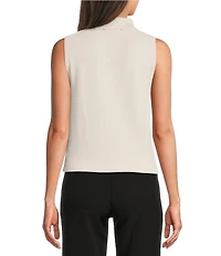 KARL LAGERFELD PARIS Knit Point Collar Sleeveless Scallop Trim Top