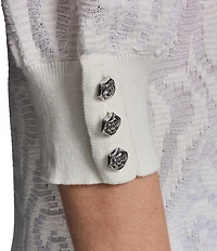 KARL LAGERFELD PARIS Knit Print V-Neck Short Sleeve Top