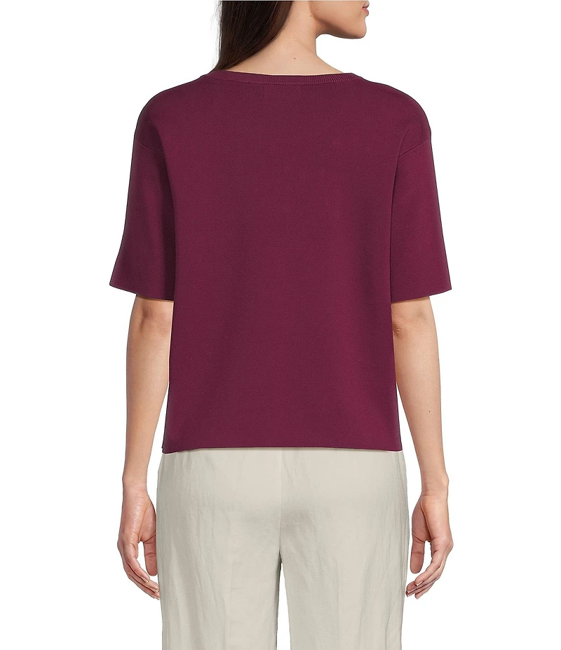 KARL LAGERFELD PARIS Knit Rhinestone Crew Neck Short Sleeve Top