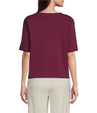 KARL LAGERFELD PARIS Knit Rhinestone Crew Neck Short Sleeve Top