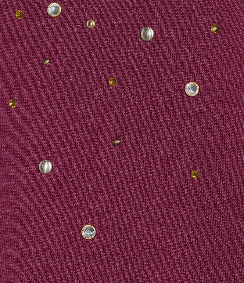 KARL LAGERFELD PARIS Knit Rhinestone Crew Neck Short Sleeve Top