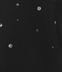 KARL LAGERFELD PARIS Knit Rhinestone Crew Neck Short Sleeve Top