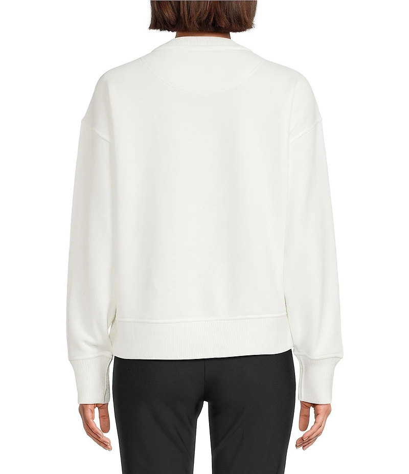 KARL LAGERFELD PARIS Knit Round Neck Long Sleeve Eiffel Tower Sweatshirt