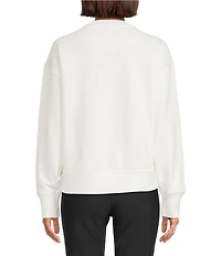 KARL LAGERFELD PARIS Knit Round Neck Long Sleeve Eiffel Tower Sweatshirt