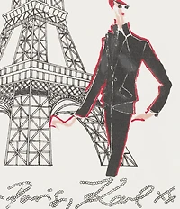 KARL LAGERFELD PARIS Knit Round Neck Long Sleeve Eiffel Tower Sweatshirt