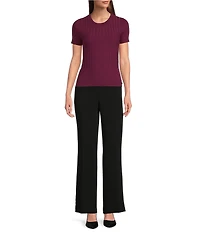 KARL LAGERFELD PARIS Knit Round Neck Short Sleeve Top