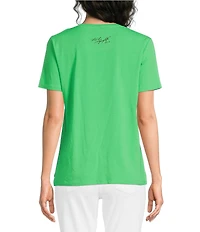 KARL LAGERFELD PARIS Knit Sailor Crew Neck Short Sleeve Sailor Choupette Logo Tee