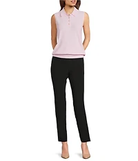 KARL LAGERFELD PARIS Knit Scalloped Collared Sleeveless Polo Sweater