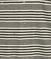 KARL LAGERFELD PARIS Knit Stripe Crew Neck Short Sleeve Contrast Trim Sweater