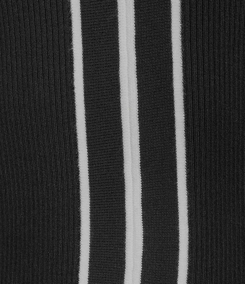 KARL LAGERFELD PARIS Knit V-Neck Short Sleeve Contrast Top