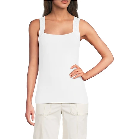 KARL LAGERFELD PARIS Knit Square Neck Sleeveless Tank