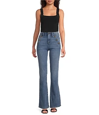 KARL LAGERFELD PARIS Knit Square Neck Sleeveless Tank