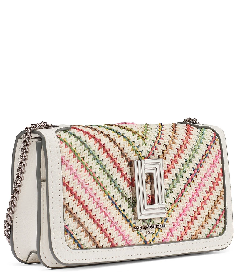 Karl Lagerfeld Paris Kosette Chevron Raffia Shoulder Crossbody Bag