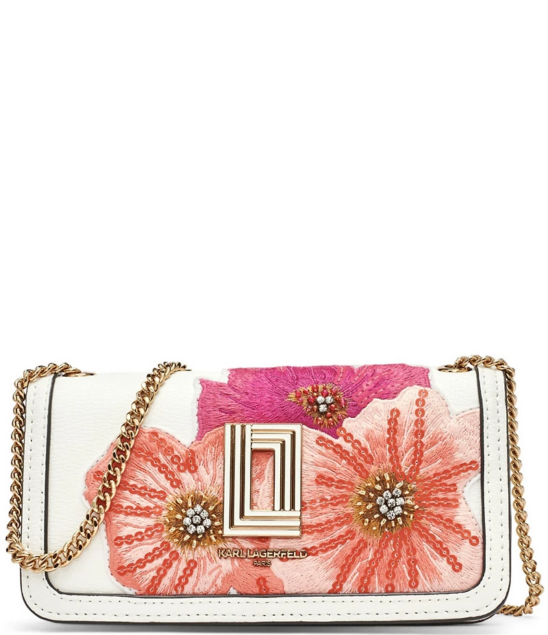 KARL LAGERFELD PARIS Kosette Floral Embroidered Convertible Shoulder Bag