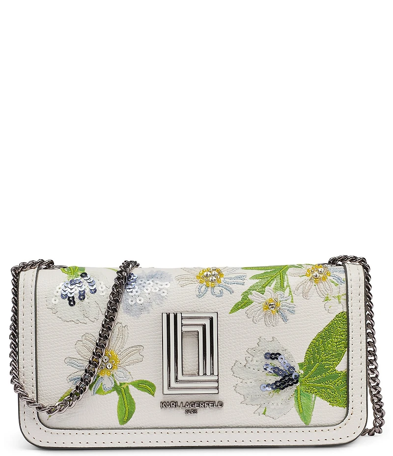 KARL LAGERFELD PARIS Kosette Sequin Floral Shoulder Bag