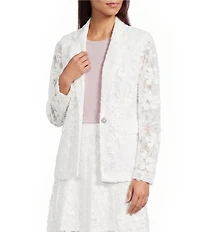 KARL LAGERFELD PARIS Lace Notch Collar Long Sleeve Blazer