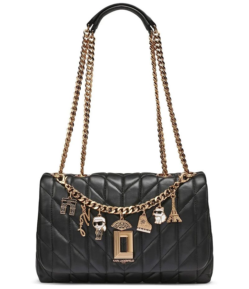 KARL LAGERFELD PARIS Lafayette Quilted Chain Charm Shoulder Bag