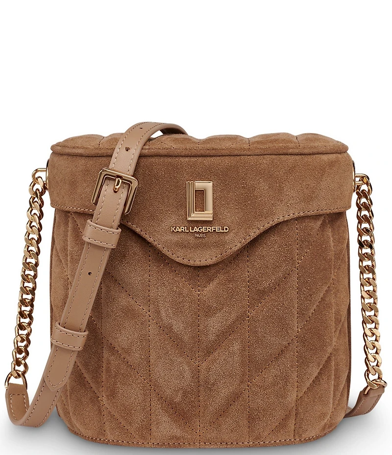 KARL LAGERFELD PARIS Lafayette Suede Crossbody Bucket Bag