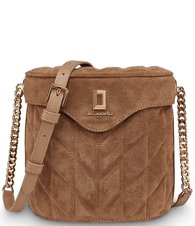 KARL LAGERFELD PARIS Lafayette Suede Crossbody Bucket Bag
