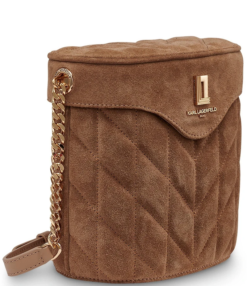 KARL LAGERFELD PARIS Lafayette Suede Crossbody Bucket Bag
