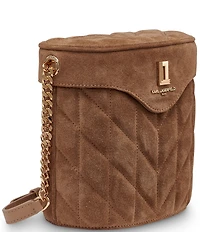 KARL LAGERFELD PARIS Lafayette Suede Crossbody Bucket Bag