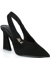 KARL LAGERFELD PARIS Lauryn Suede Slingback Block Heel Pumps