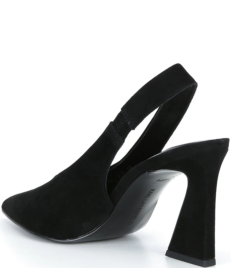 KARL LAGERFELD PARIS Lauryn Suede Slingback Block Heel Pumps