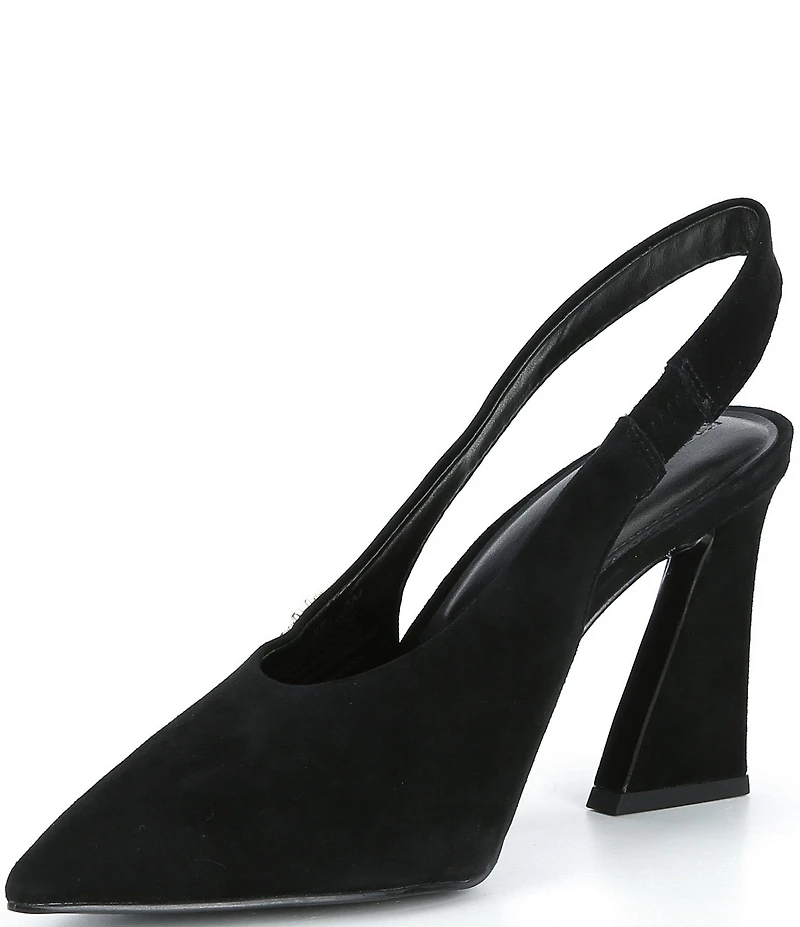 KARL LAGERFELD PARIS Lauryn Suede Slingback Block Heel Pumps