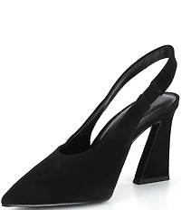 KARL LAGERFELD PARIS Lauryn Suede Slingback Block Heel Pumps