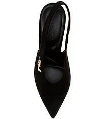 KARL LAGERFELD PARIS Lauryn Suede Slingback Block Heel Pumps