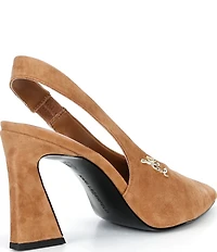 KARL LAGERFELD PARIS Lauryn Suede Slingback Block Heel Pumps