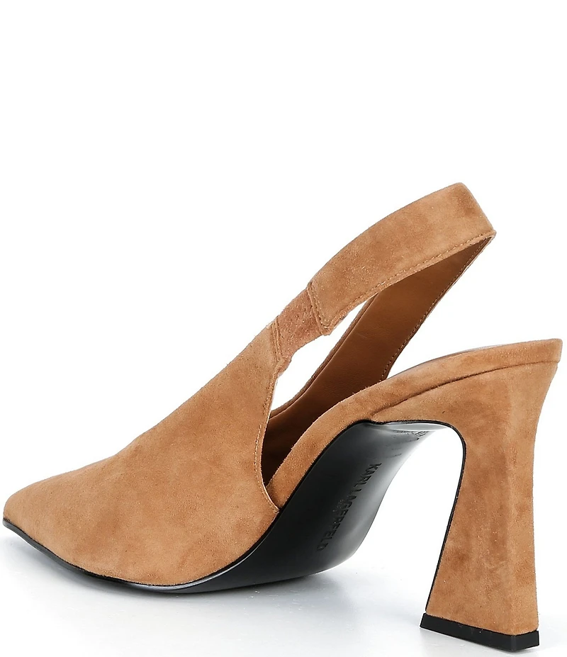KARL LAGERFELD PARIS Lauryn Suede Slingback Block Heel Pumps