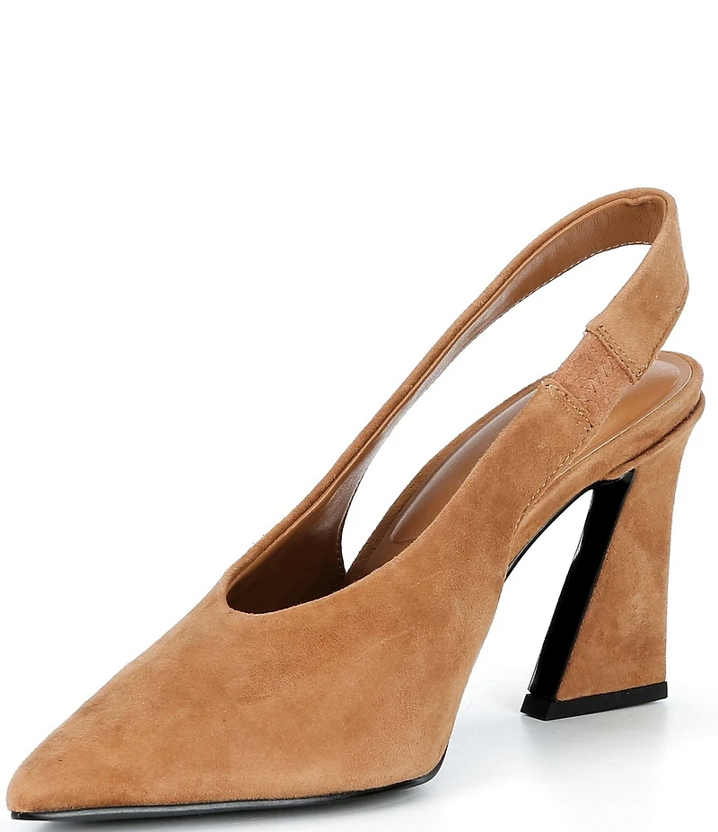 KARL LAGERFELD PARIS Lauryn Suede Slingback Block Heel Pumps
