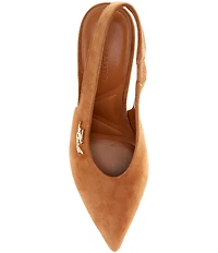 KARL LAGERFELD PARIS Lauryn Suede Slingback Block Heel Pumps