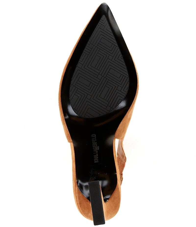 KARL LAGERFELD PARIS Lauryn Suede Slingback Block Heel Pumps