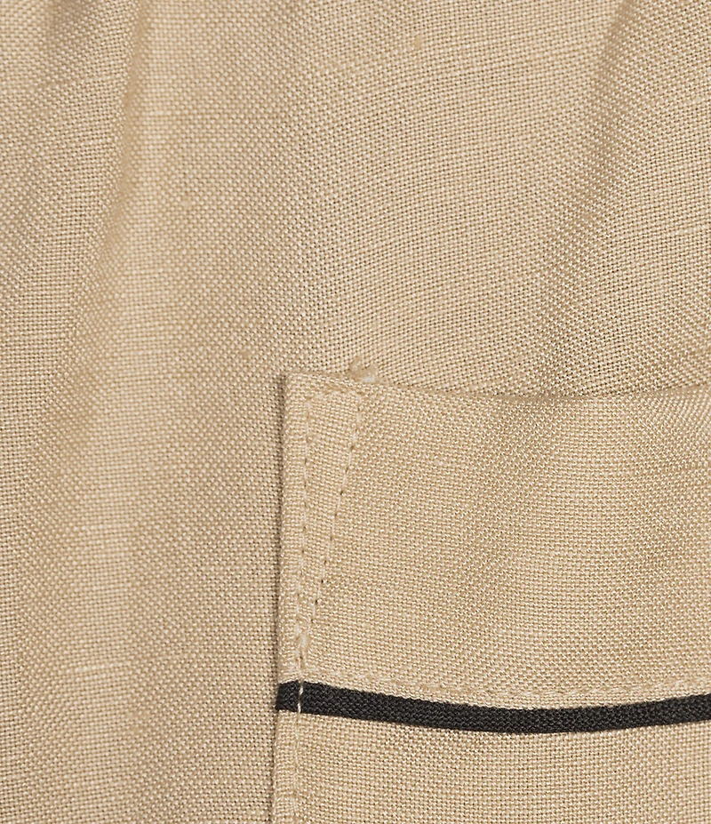 KARL LAGERFELD PARIS Linen-Blend Contrast Trim Drawstring Pull-On Pants