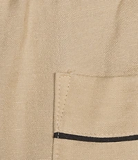 KARL LAGERFELD PARIS Linen-Blend Contrast Trim Drawstring Pull-On Pants