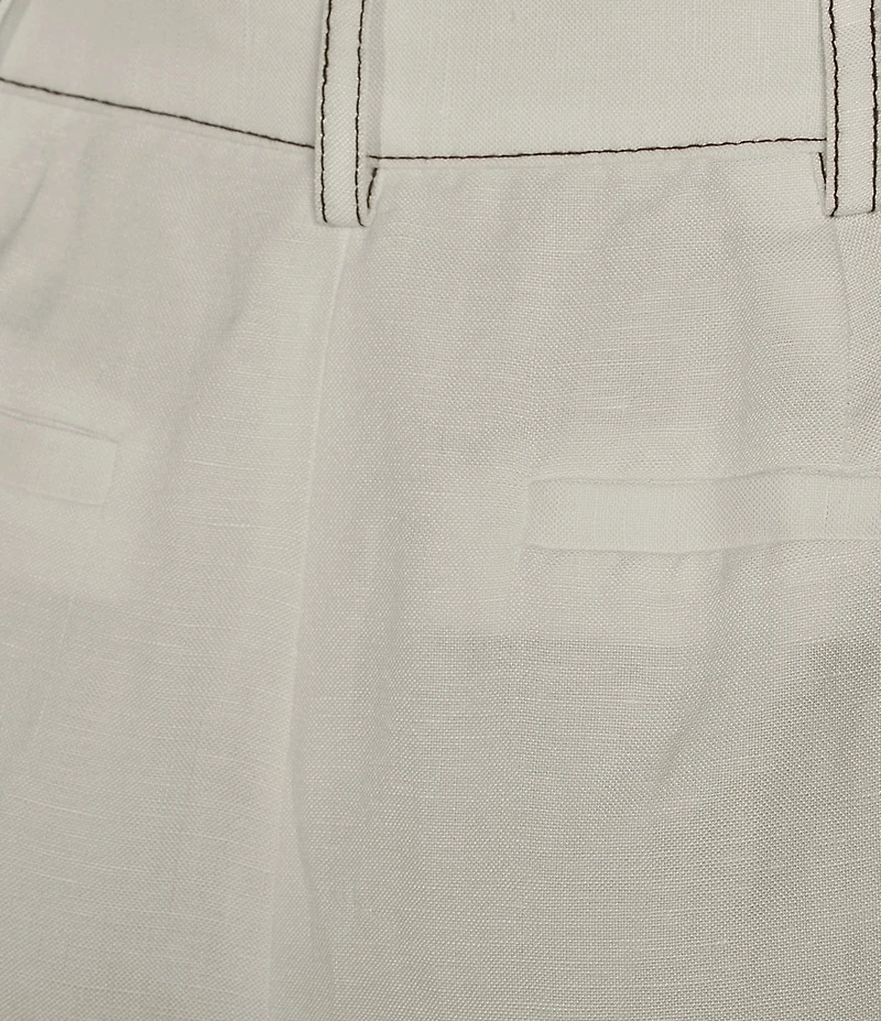 KARL LAGERFELD PARIS Linen Blend Flat Front Wide Leg Pants