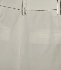 KARL LAGERFELD PARIS Linen Blend Flat Front Wide Leg Pants