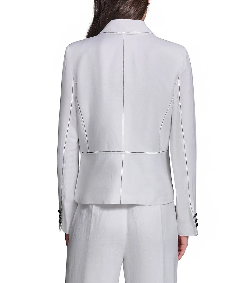 KARL LAGERFELD PARIS Linen Point Collar Long Sleeves Coordinating Jacket