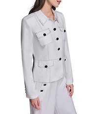 KARL LAGERFELD PARIS Linen Point Collar Long Sleeves Coordinating Jacket