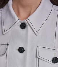 KARL LAGERFELD PARIS Linen Point Collar Long Sleeves Coordinating Jacket