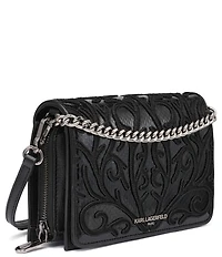 KARL LAGERFELD PARIS Lourdes Mixed Media Tassle Crossbody Bag
