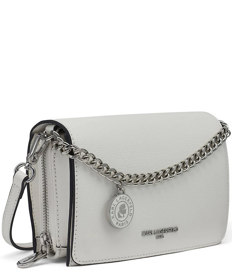 KARL LAGERFELD PARIS Lourdes Silver Chain Crossbody Bag