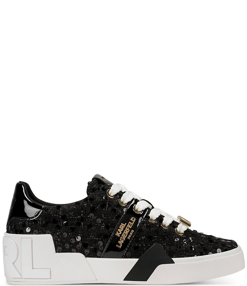 KARL LAGERFELD PARIS Mablyn Boucle Signature Logo Lace Up Sneakers