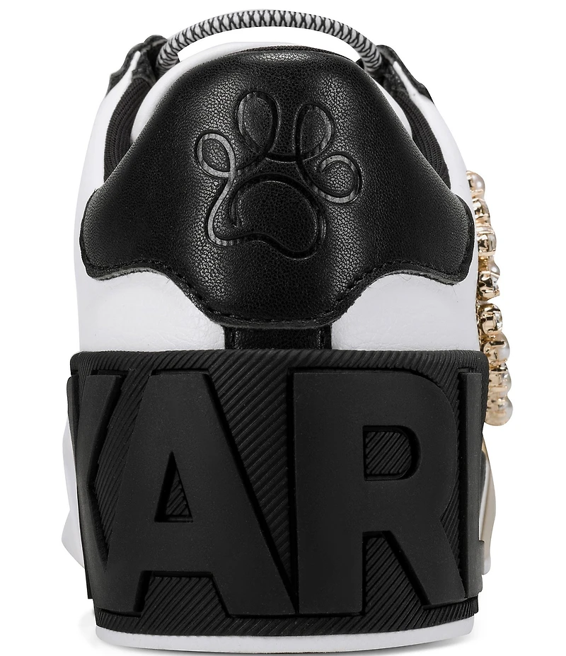 KARL LAGERFELD PARIS Madisyn Pearl Embellished Cat Applique Slip On Sneakers