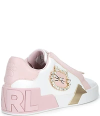 KARL LAGERFELD PARIS Madisyn Pearl Embellished Cat Applique Slip On Sneakers